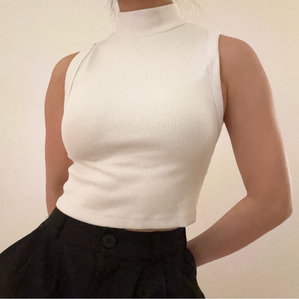 xs babaton white mockneck top